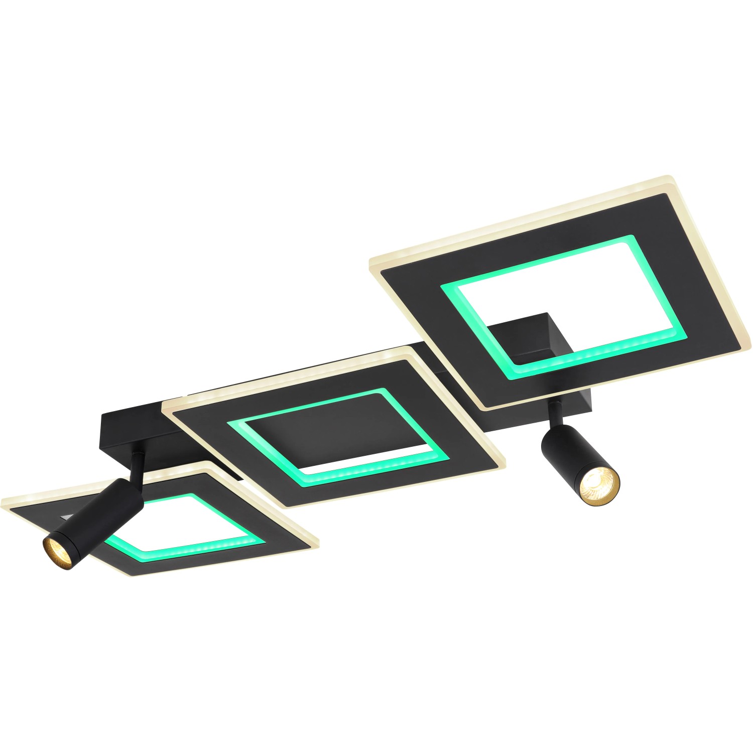 Moderne, dimmbare LED-Deckenleuchte Marian, 2-flammig, schwarz matt mit RGB-Farbwechsler.