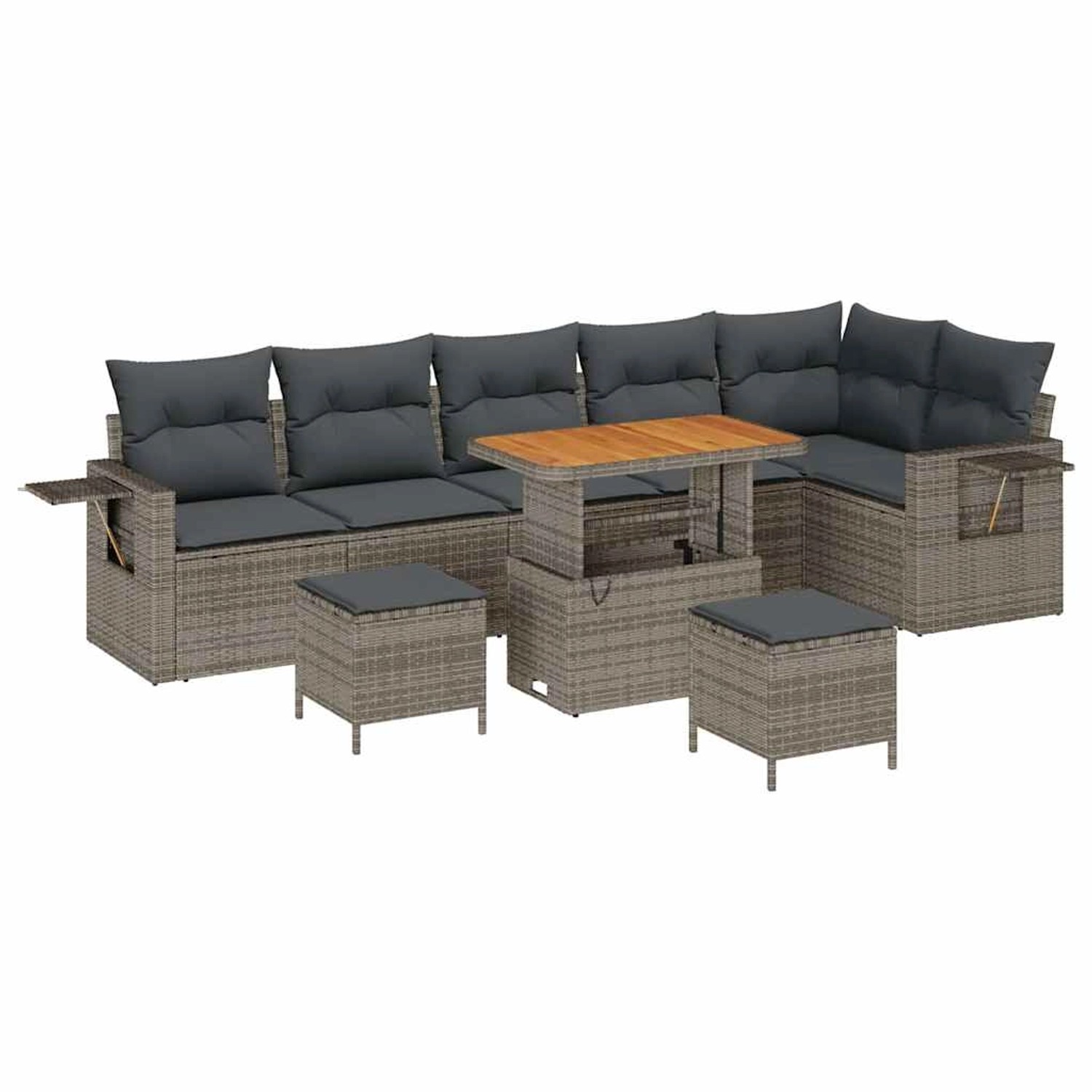 vidaXL Garten-Sofa-Set mit Speicher 9-Tlg Grau Poly Rattan 3363718 günstig online kaufen