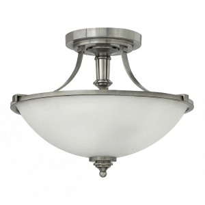 Licht-Erlebnisse Deckenleuchte Metall Glas Ø 40,6 CM Nickel Antik Weiß 3X E27 Jugendstil