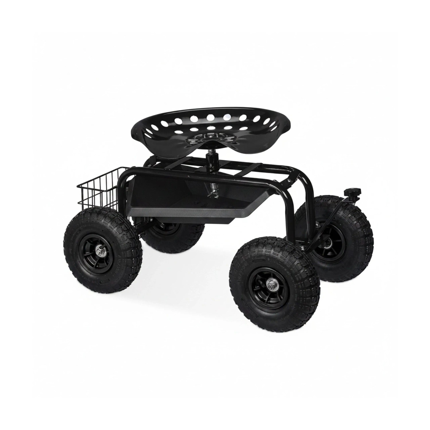 Relaxdays Gartenrollsitz Stahl Schwarz Höhenverstellbar mit Stauraum 47 cm x 45 cm x 87 cm 12,6 kg