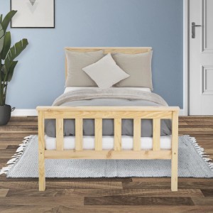 ML-Design Holzbett 90x200 cm, Natur, mit Lattenrost. Bettgestell aus Kiefernholz für Kinder und Erwachsene.