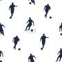 ESTAhome Tapete Fußballspieler dunkelblau, Muster mit Fußball Motiven für Kinderzimmer.