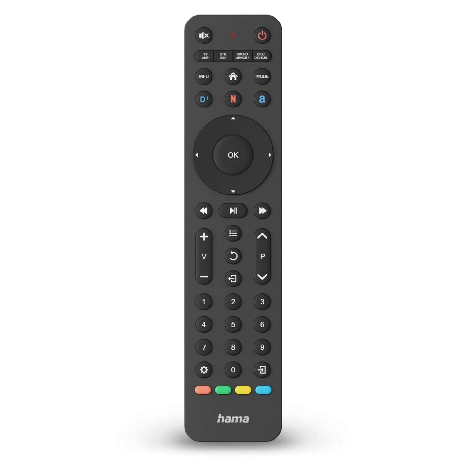 Hama Universal-Fernbedienung TV Infrarot für 8 Geräte lernfähig App-Tasten