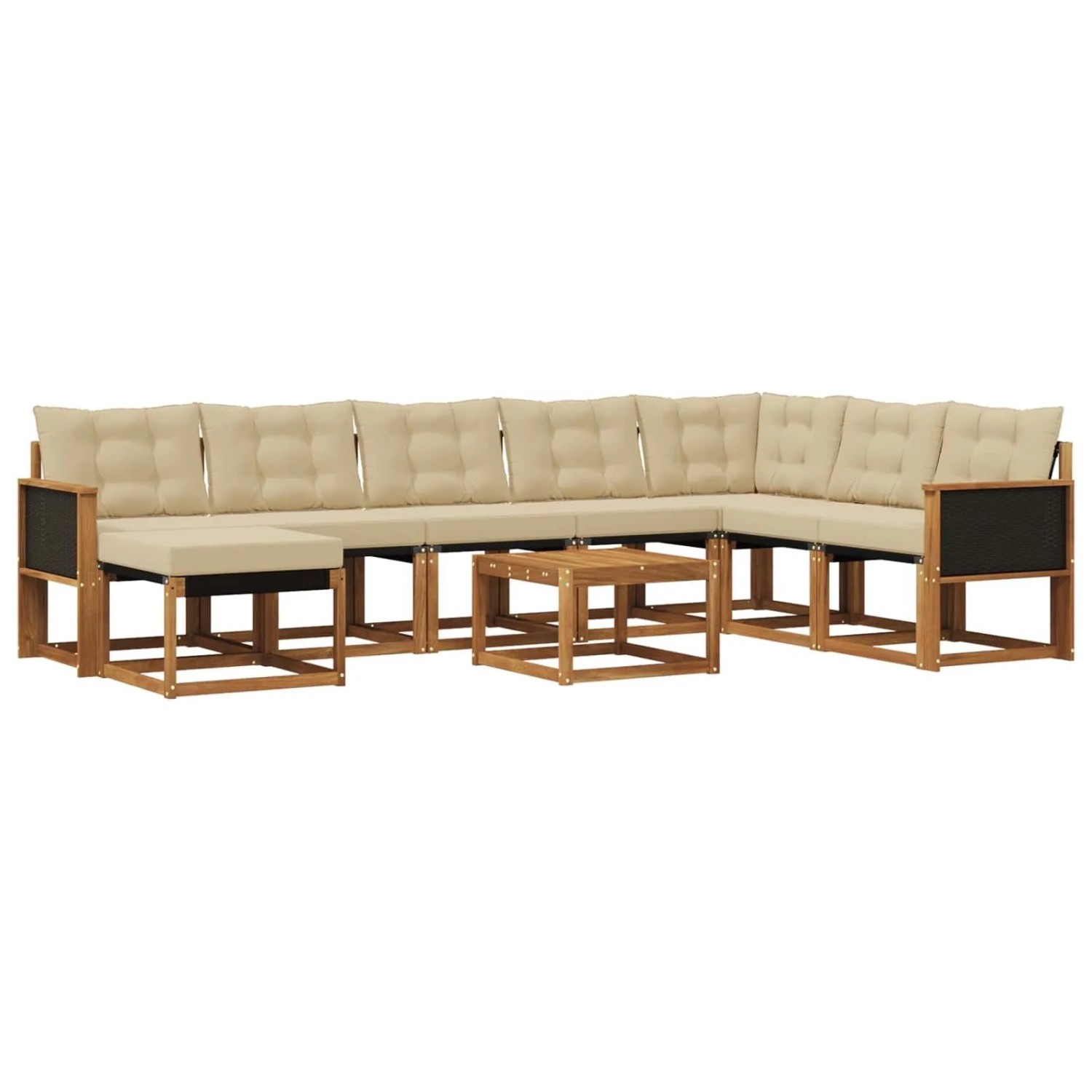 vidaXL Outdoor-Sofagarnitur mit Kissen 9 Stk Natur und Beige 3382153