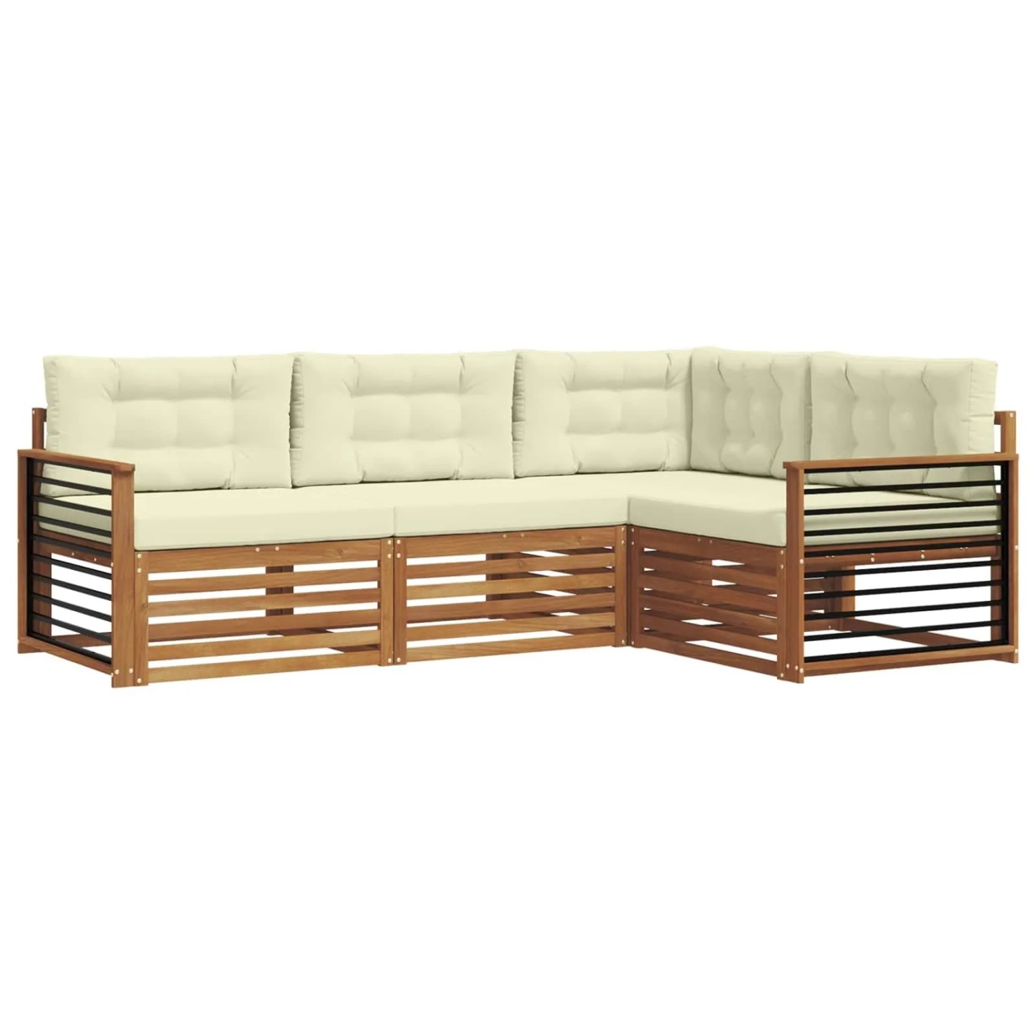 vidaXL Outdoor-Sofagarnitur mit Kissen 4-Tlg Natur und Creme 3373390