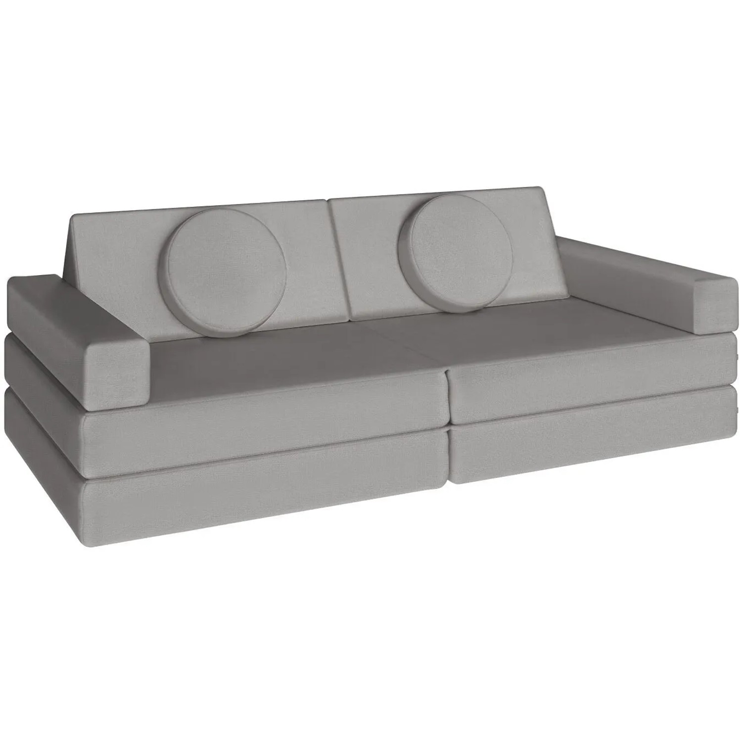 Tectake Spielsofa Lilly 8 Teilig  Flexible Anordnung Dicke Polsterung  80 x 160 x 56 cm Grau