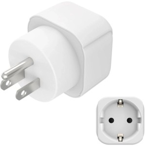 Weißer Hama Reiseadapter Typ B für USA, Kanada, Japan. 3-polig mit Typ F Stecker.