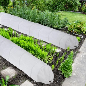 Relaxdays Pflanztunnel 2er Set Vlies Eisen Weiß Lichtdurchlässig 500 cm 1,1 kg