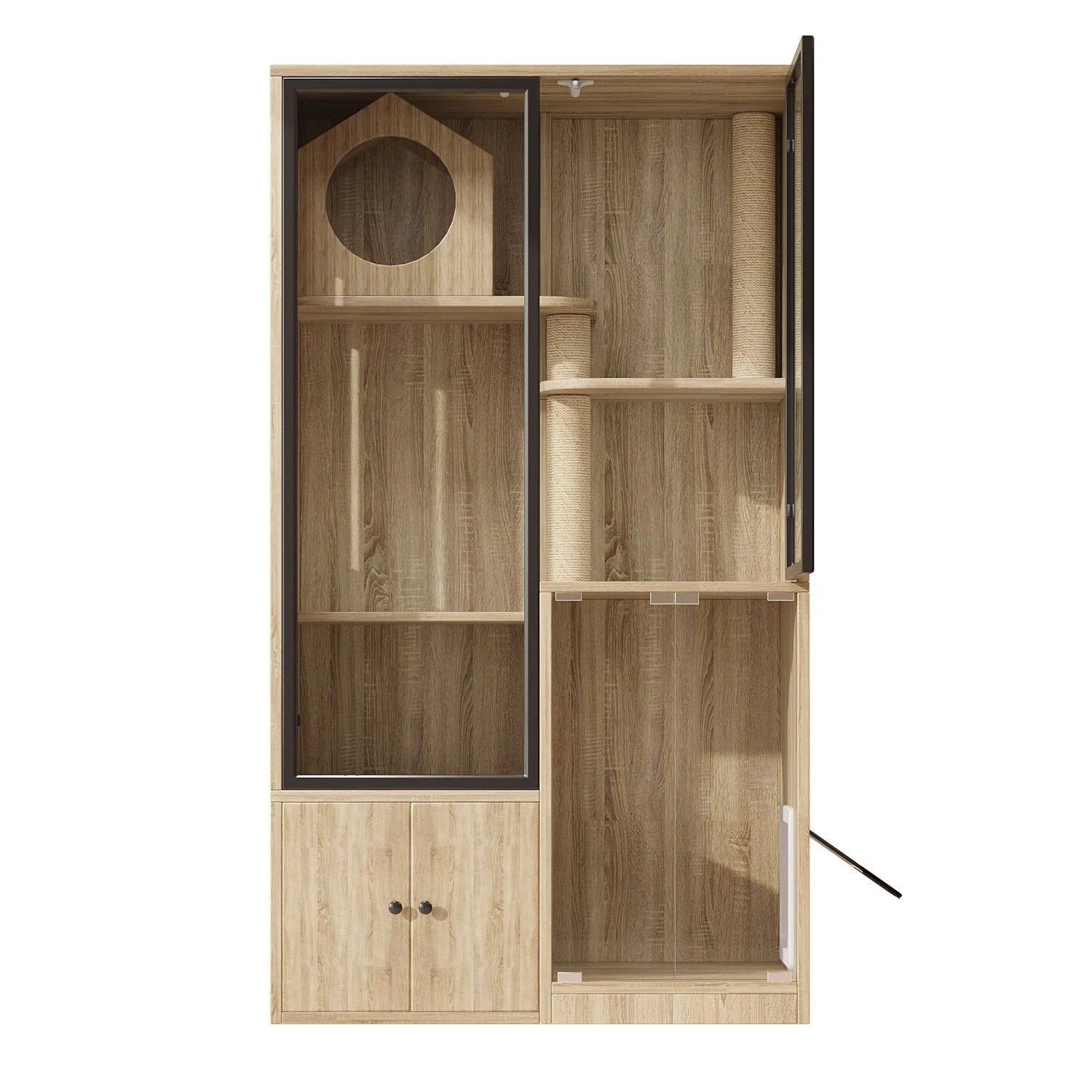 Merax Katzenhaus 90x50x160cm Indoor Kletterhaus Holz
