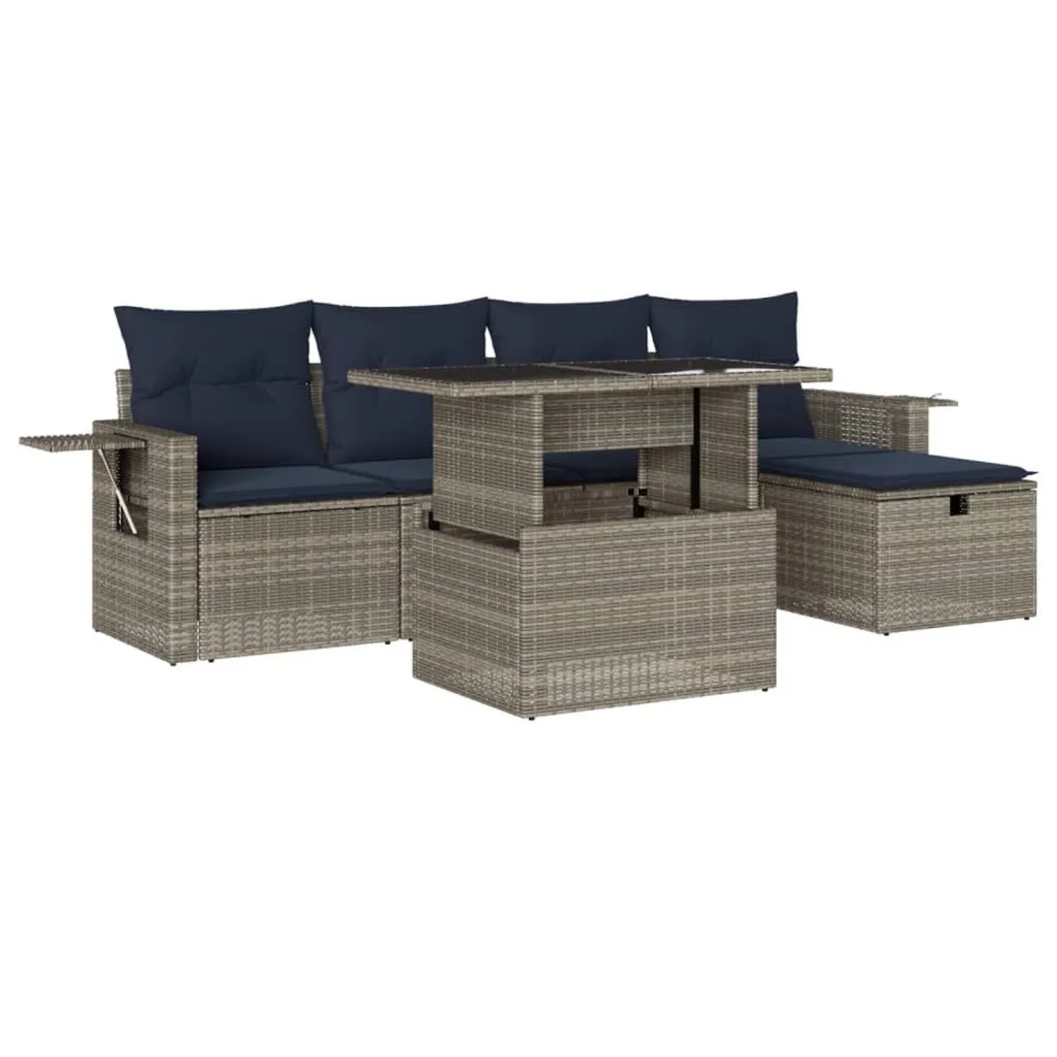 vidaXL 6-Tlg Gartensofa-Set mit Kissen Grau Polyrattan 3274971 günstig online kaufen