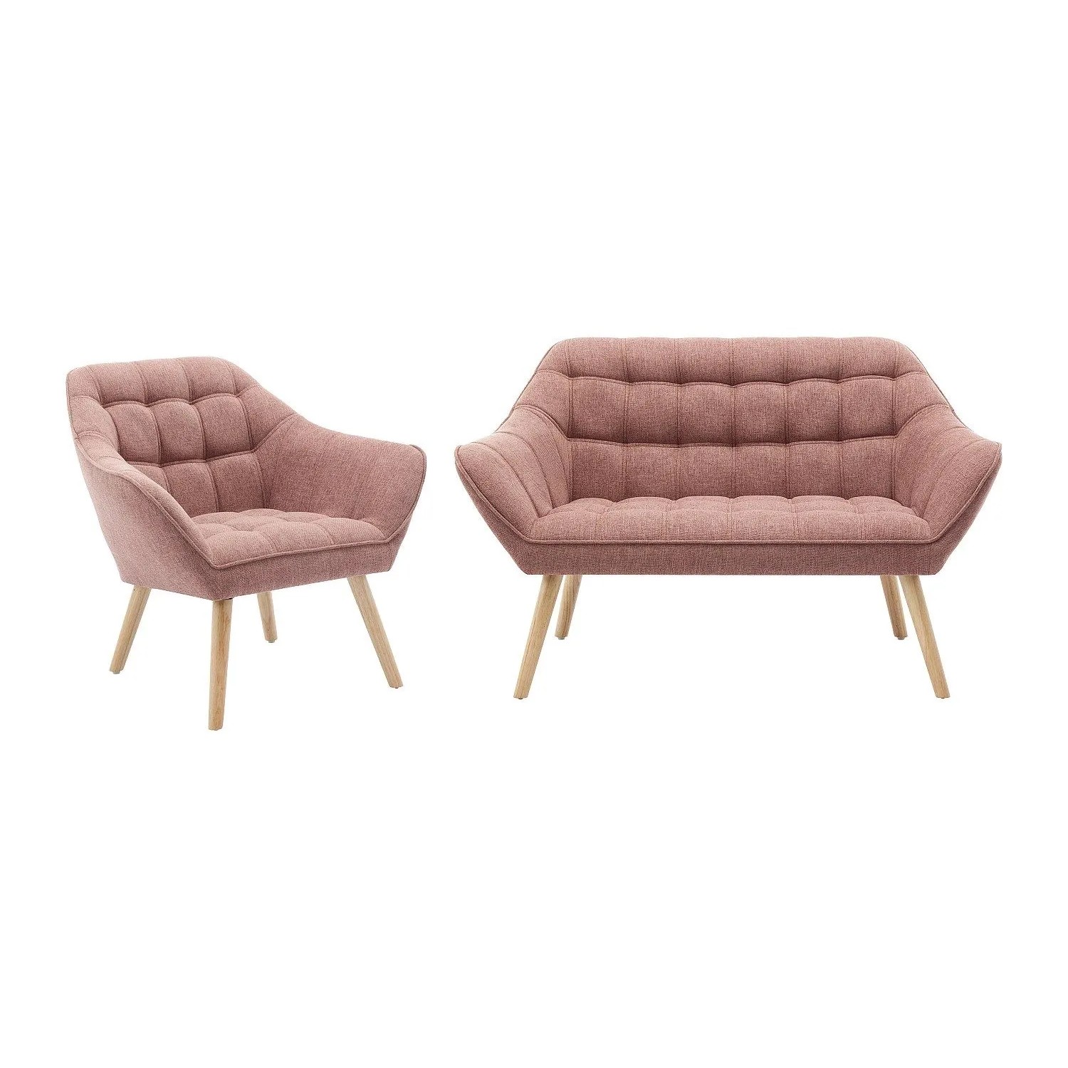 Vente-unique Couchgarnitur Mit Sessel Caserta Rosa 127 cm  82 cm