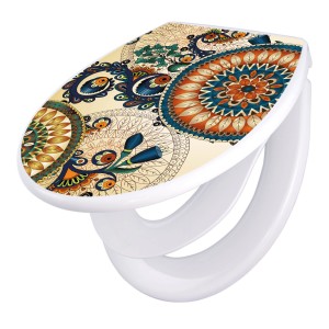 Banjado WC-Sitz Familie mit Absenkautomatik, Mandala-Motiv. Klodeckel mit integriertem Kindersitz.