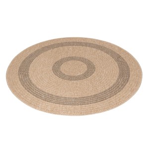 Runder Ayyildiz Outdoor-Teppich Comilla, 160x160 cm, schwarz mit Sisal-Optik.