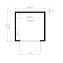 Grundriss Gartenhaus Bertilo Box 3: 208x202cm, Fläche 4,03 m², mit Maßen für Wände und Tür.
