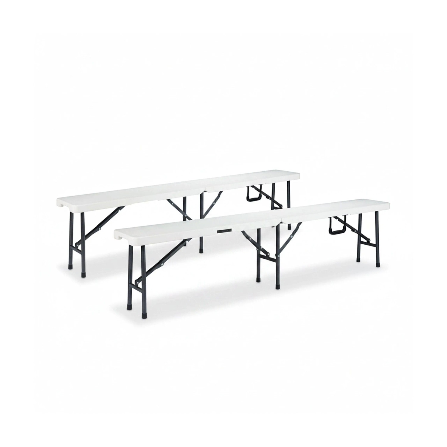 Relaxdays Bierbank Kunststoff Metall Weiß Klappbar Tragbar 2er Set 42,5 cm x 181 cm x 25 cm 7,7 kg