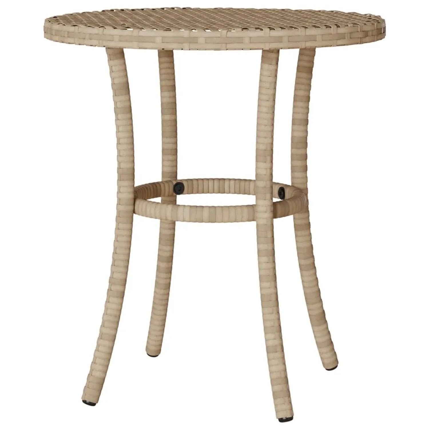 Beiger Bistro-Tisch aus Polyrattan, Teil des 3-tlg. vidaXL Gartenmöbel-Sets.