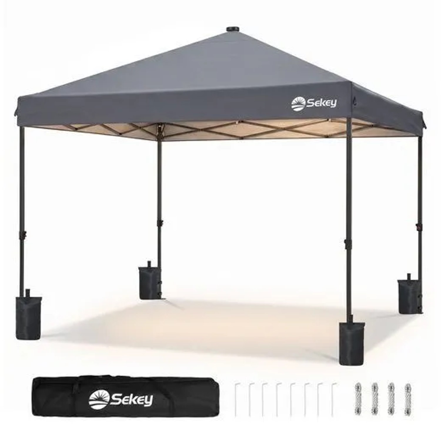 Sekey Faltpavillon 300x300 cm mit Solar LED Beleuchtung Wasserdicht UPF 50
