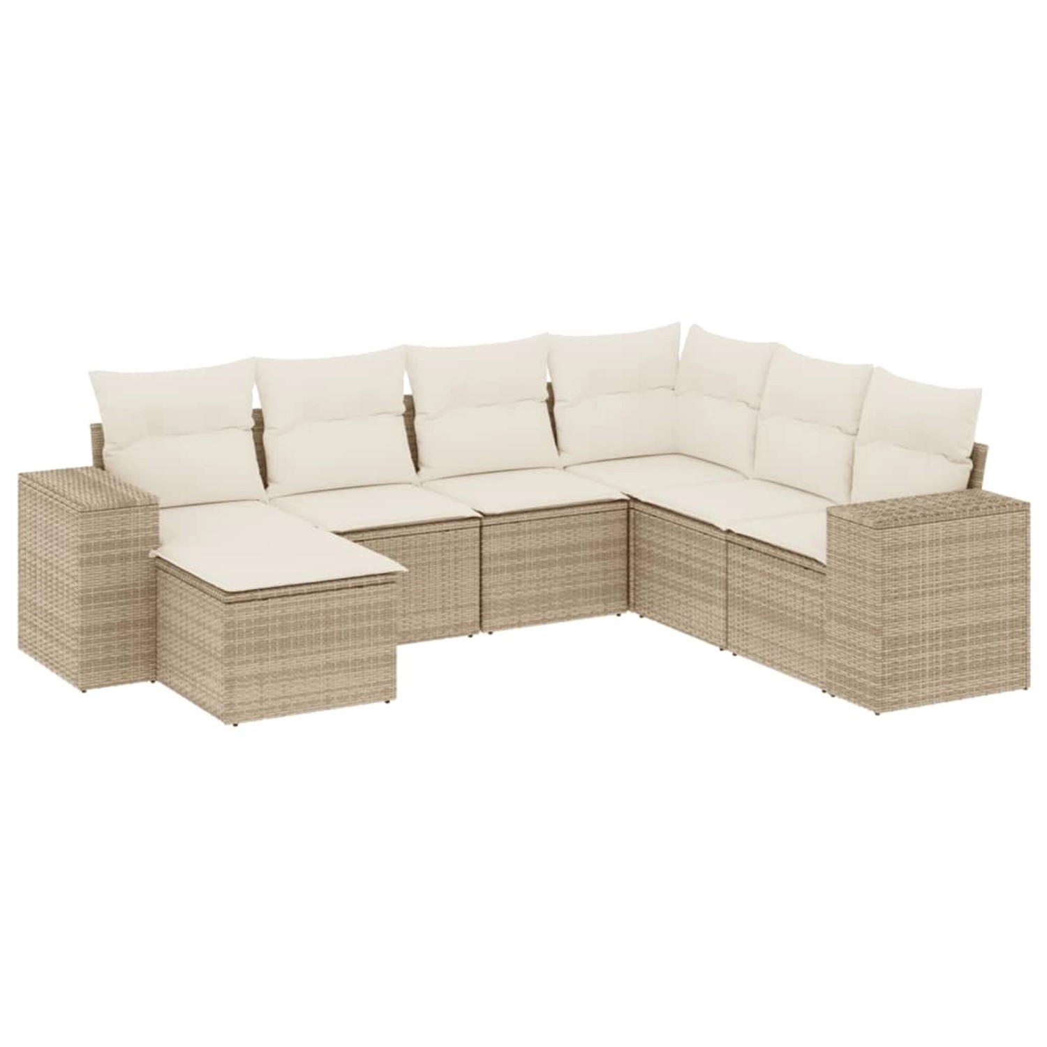 vidaXL 7-Tlg Garten-Sofagarnitur mit Kissen Beige Poly Rattan 3222897 günstig online kaufen