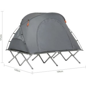 Graues 4in1-Zelt mit Campingliege für 2 Personen von SoBuy, ideal für Outdoor-Abenteuer.