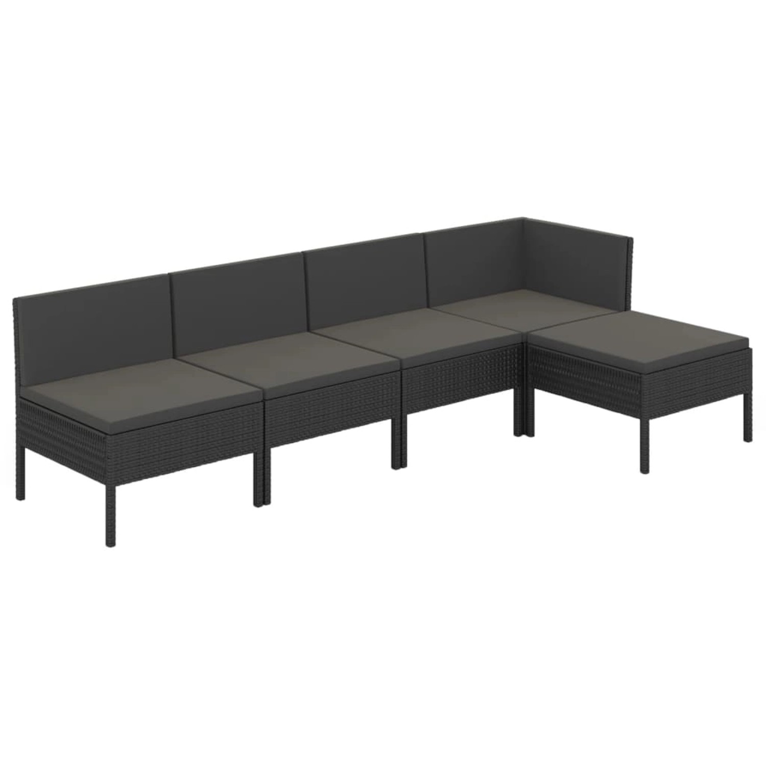 vidaXL 5-tlg Garten-Lounge-Set mit Auflagen Poly Rattan Schwarz Modell 28