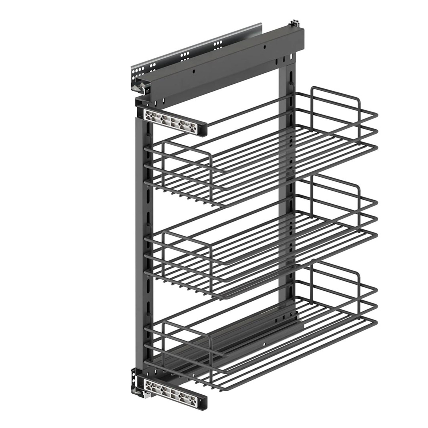 Emuca Flaschenregal Suprastar Ausziehbar mit Schließautomatik Modul 300 mm Stahl Verchromt