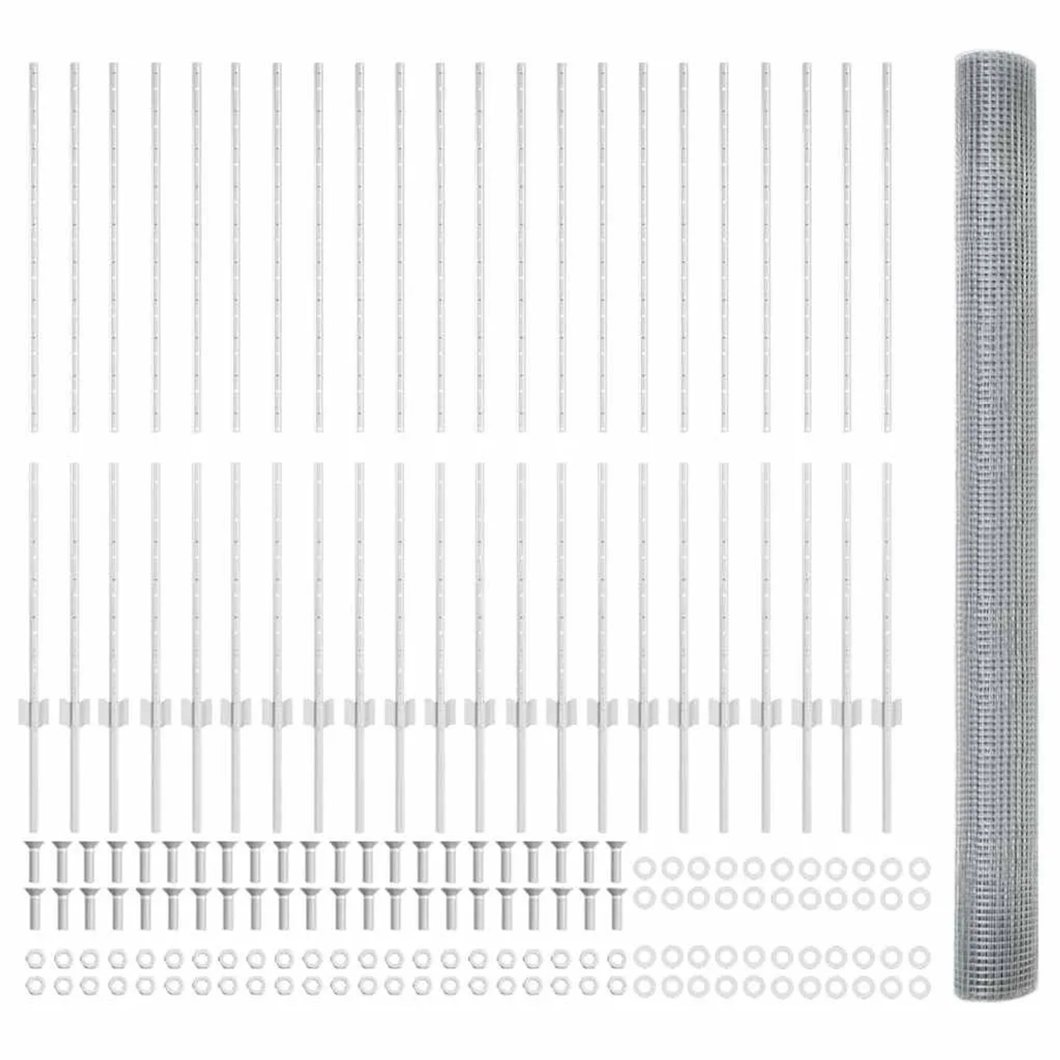 vidaXL Zaun mit Pfosten Silber 1,4 x 50 m Stahl 3336405 günstig online kaufen