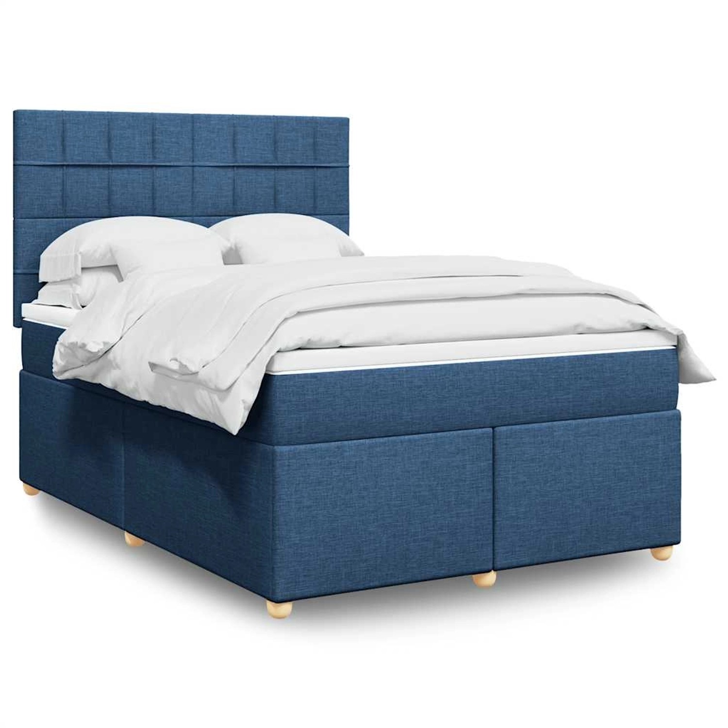 vidaXL Boxspringbett mit Matratze Blau 140x190 cm Stoff 3293581 günstig online kaufen