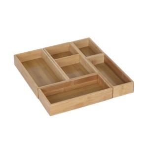 Relaxdays Schubladeneinsatz Bambus MDF Natur 5-teilig Pflegeleicht 27 cm x 12,5 cm x 5 cm 1 kg