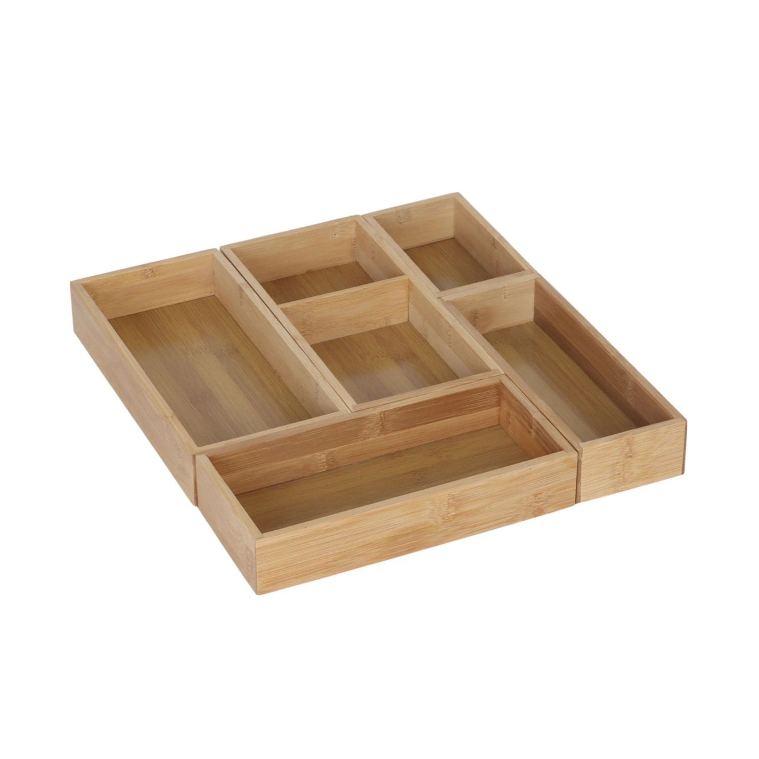 Relaxdays Schubladeneinsatz Bambus MDF Natur 5-teilig Pflegeleicht 27 cm x 12,5 cm x 5 cm 1 kg