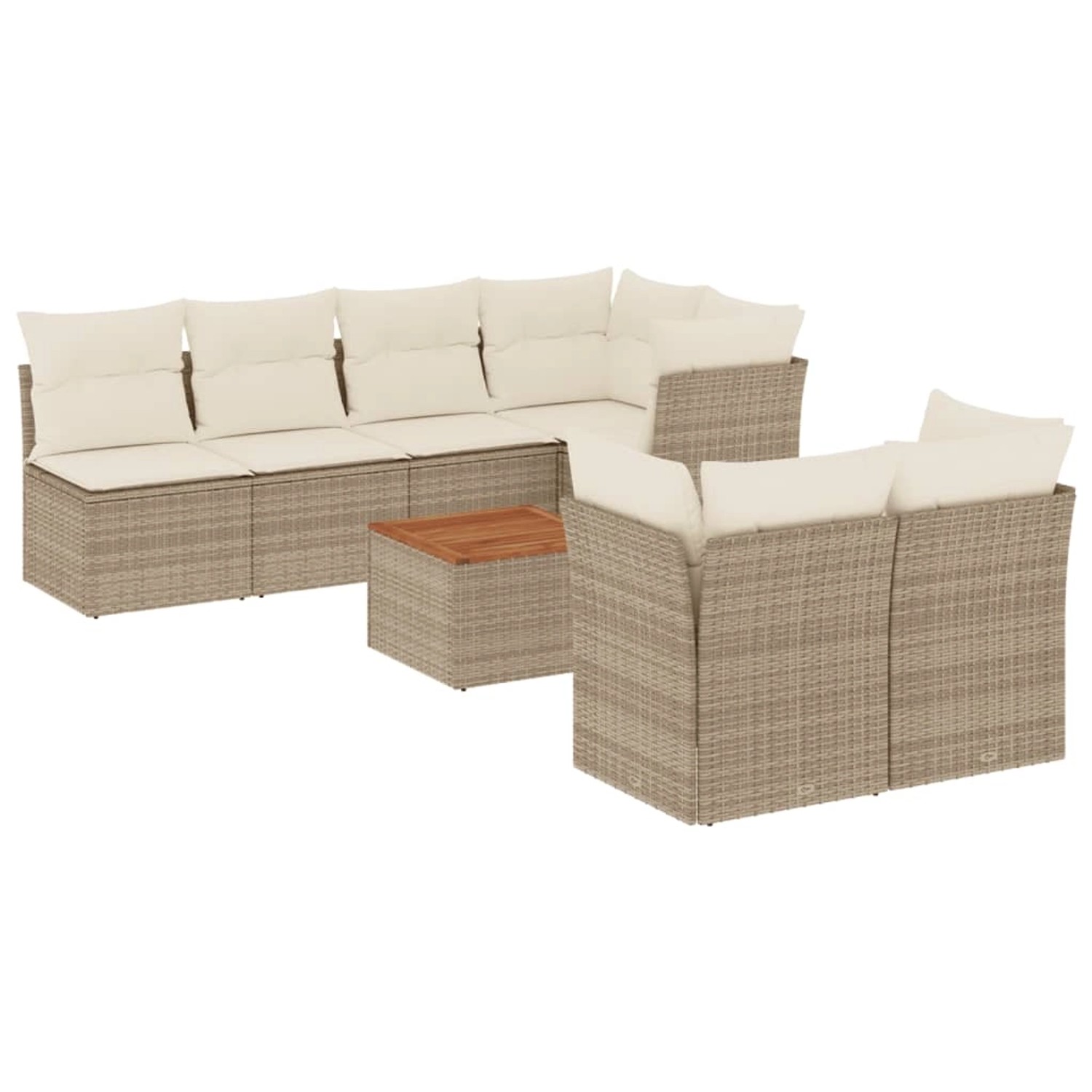 vidaXL 8-Tlg Garten-Sofagarnitur mit Kissen Beige Poly Rattan 3223517 günstig online kaufen
