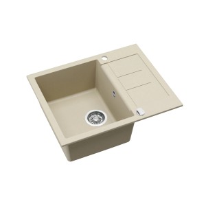 Helika Einbauspüle aus Granitverbundstoff, 62x50 cm, Elfenbein.