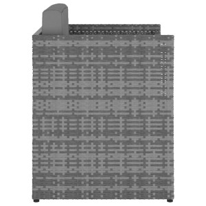Anthrazitfarbener vidaXL Gartensessel mit Hocker aus Polyrattan.