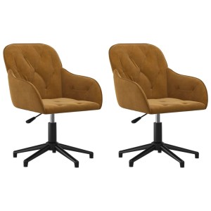 vidaXL Esszimmerstühle 2 Stk Drehbar Braun Samt 3103385