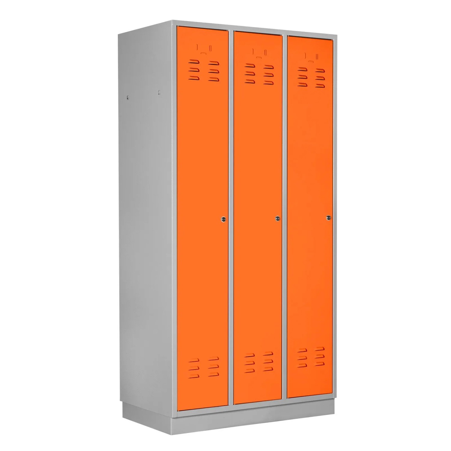 PROREGAL Garderobenschrank Ermine Mit 3 Türen HxBxT 178x89x50cm Lichtgrau/Orange