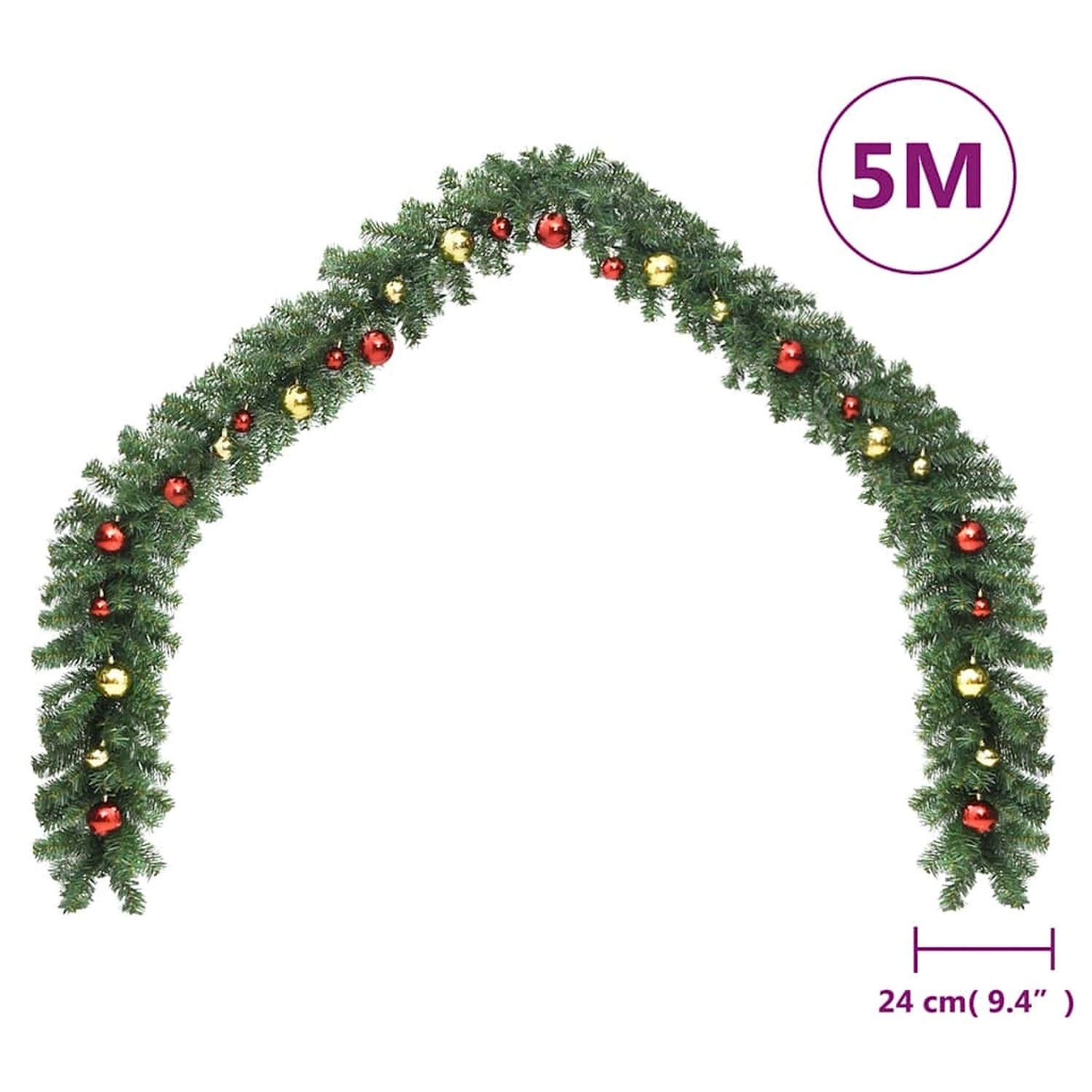 vidaXL Weihnachtsgirlande mit Kugeln und LED-Leuchten 5 m 246406_7