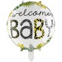 Mehrfarbiger, runder Folienballon "Welcome Baby" mit Dschungelmotiven, Ø 42 cm.