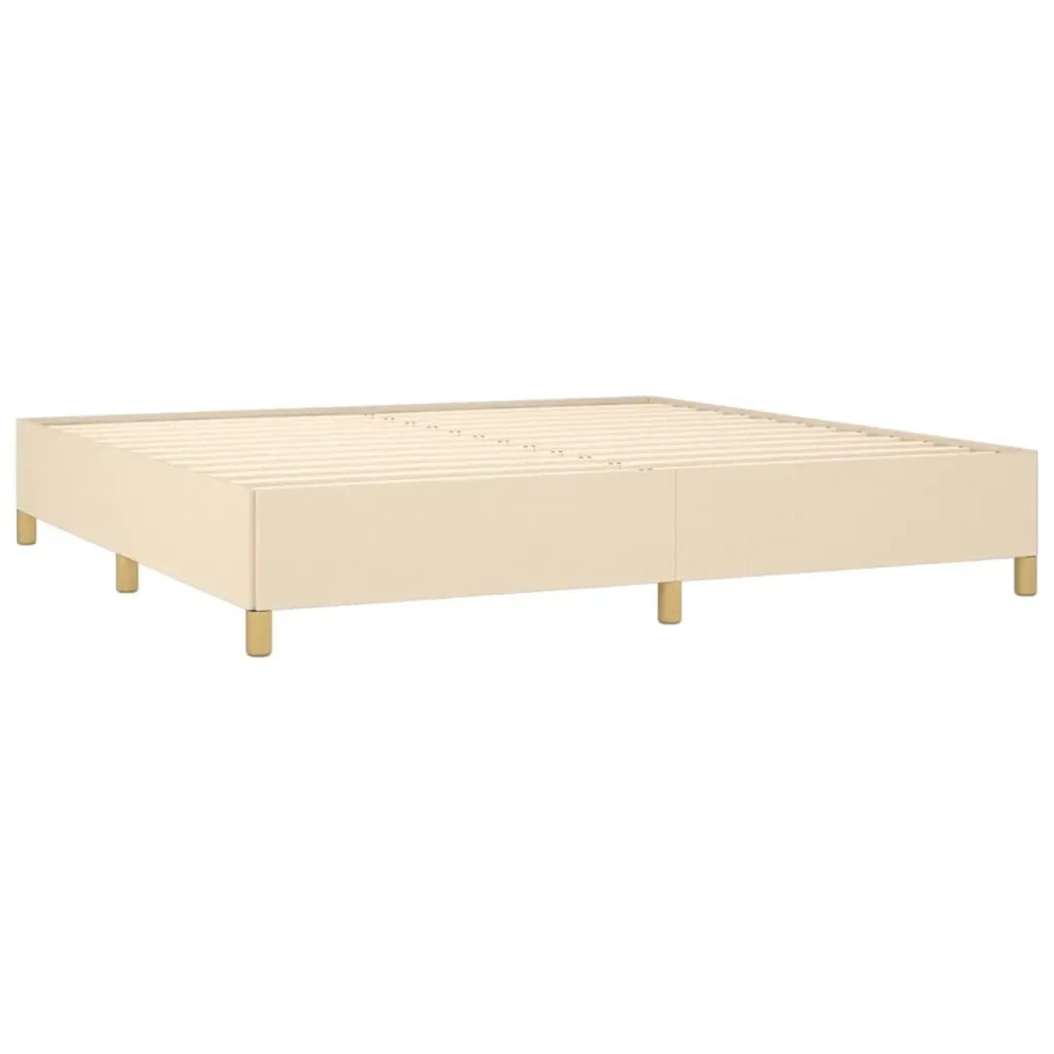 Cremefarbenes vidaXL Boxspringbett 200x200 cm, Stoffbezug, ohne Matratze.