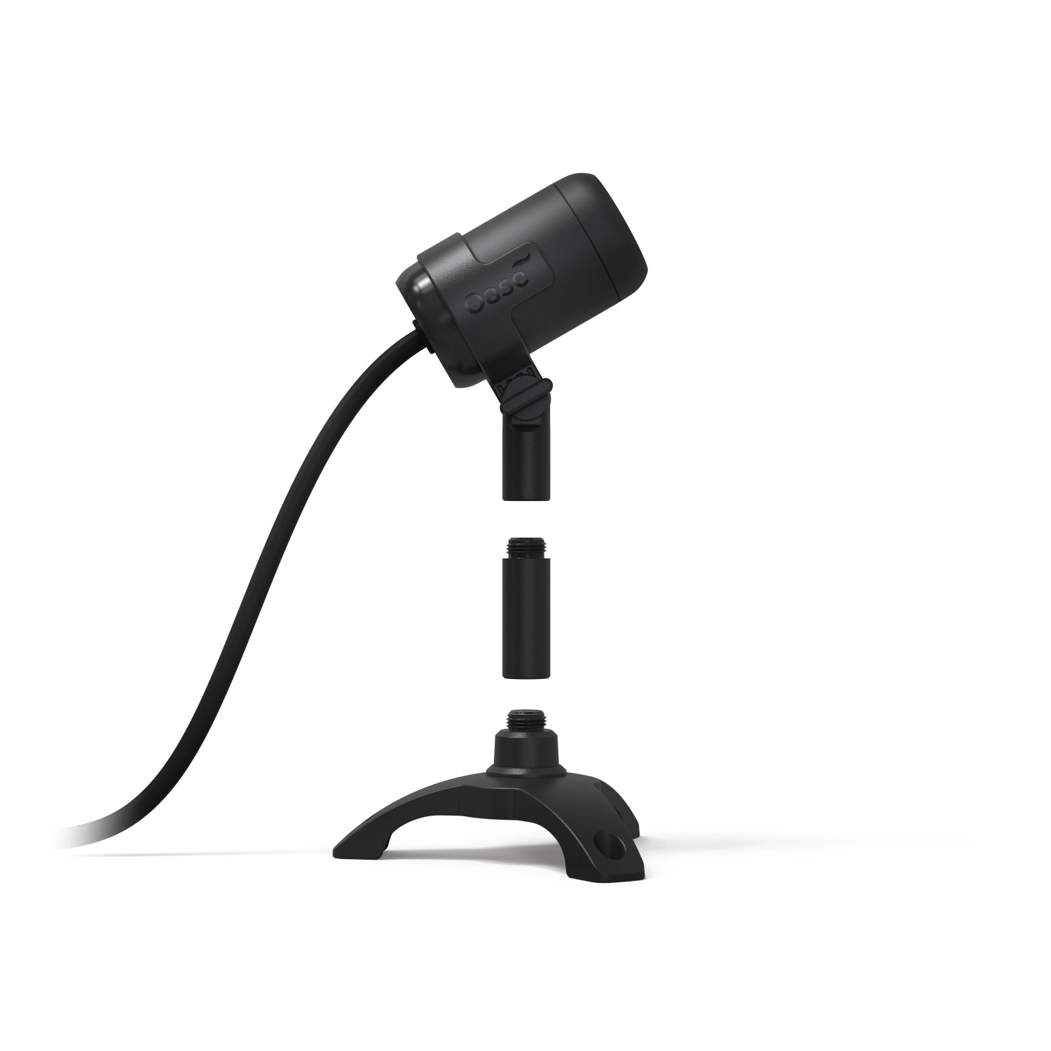 Oase LunAqua Connect M Solo: Schwarzer LED-Spot mit Erdspieß für Teichbeleuchtung.
