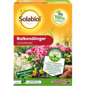 Solabiol Balkondünger Universal 1.5kg für Balkon- und Kübelpflanzen, mit natürlichem Wurzelstimulator.