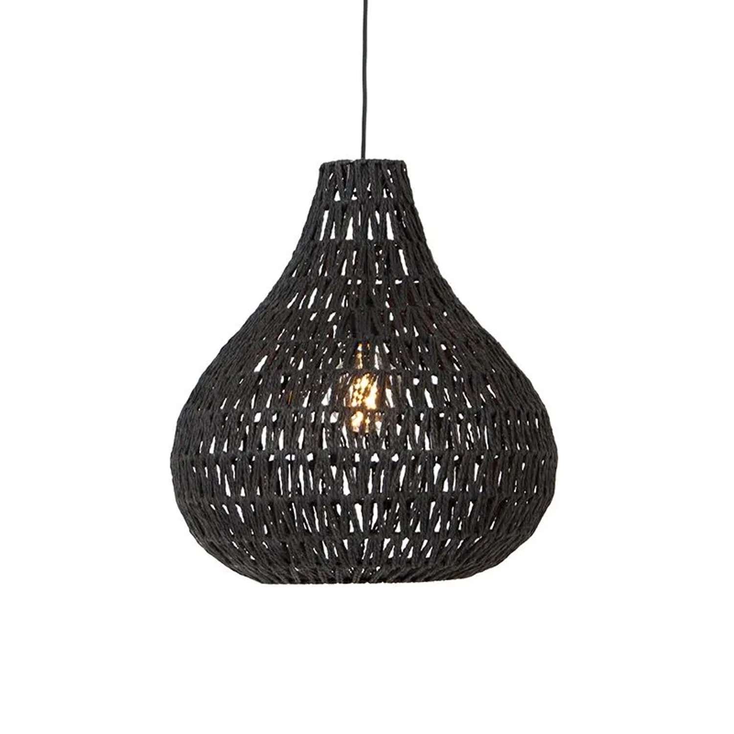 QAZQA Retro Hängelampe Schwarz 45 cm Lina Drop