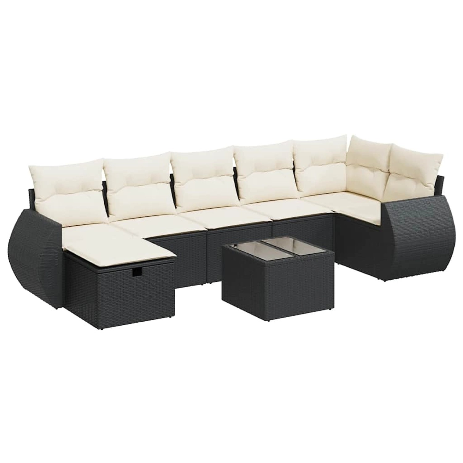 vidaXL 8-Tlg Garten-Sofagarnitur mit Kissen Schwarz Poly Rattan 3325612 günstig online kaufen