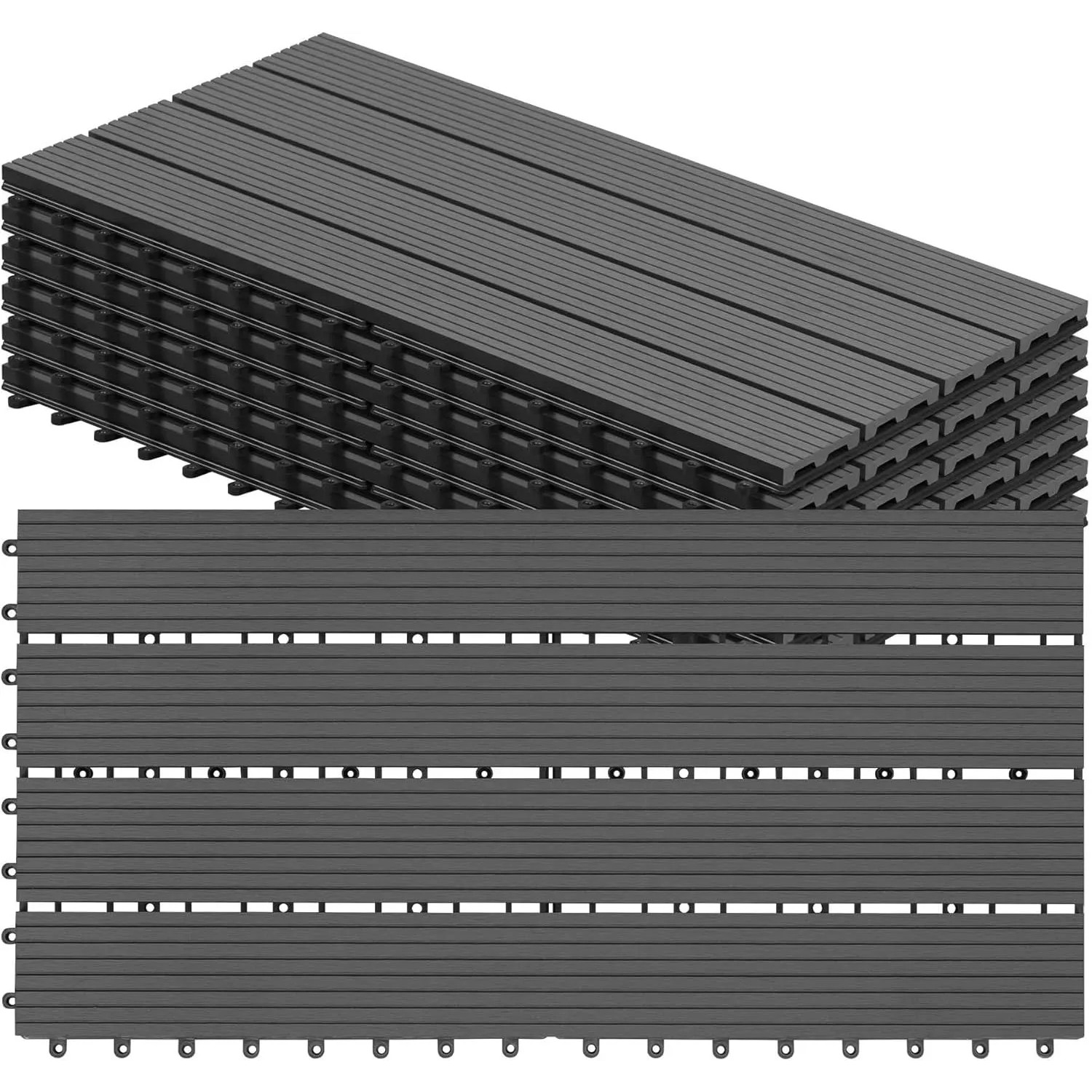WOLTU WPC Terrassendielen Holz-Optik 30x60cm 6 Stück/1 m² Grau