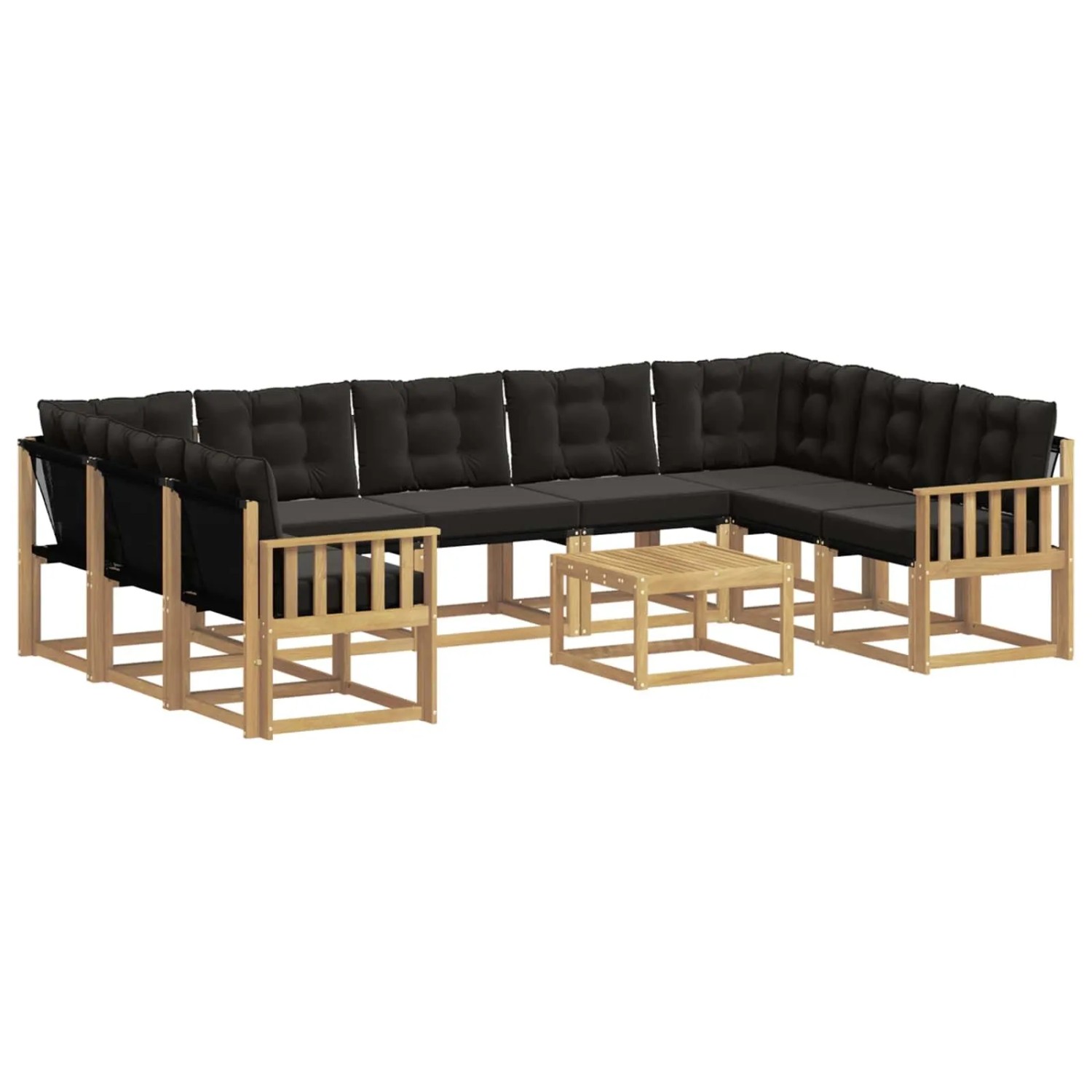 vidaXL Outdoor-Sofagarnitur mit Kissen 10 Stk Weiß und Schwarz 3389882