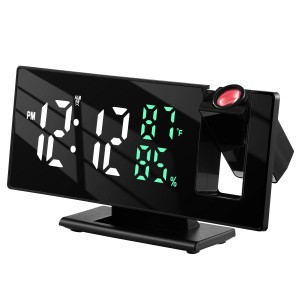 Schwarzer Echos Eco-4600 LED Projektionswecker mit Temperatur- und Luftfeuchtigkeitsanzeige.