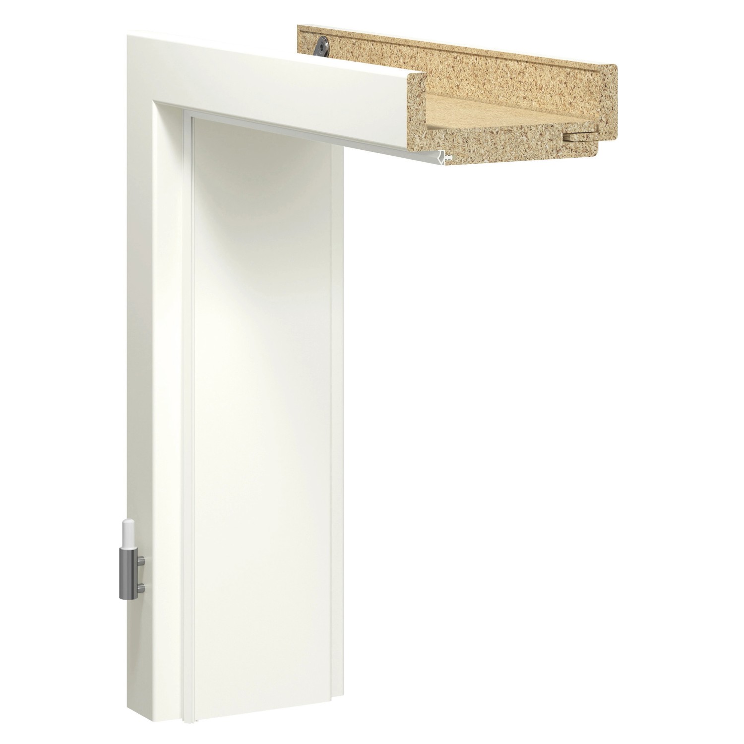 GetaDoor Zarge Brillant Weißlack 198,5 cm x 73,5 cm x 8 cm DIN Links