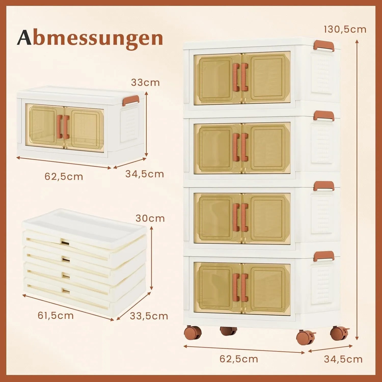 Costway Aufbewahrungsbox mit Deckel 52 L x 4 Stapelboxen Transparent_6
