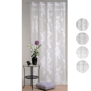 Weißer Arsvita Dekoschal Jacquard Maylin, 140x235 cm, mit floralem Muster. Fenstervorhang für Wohnzimmer.