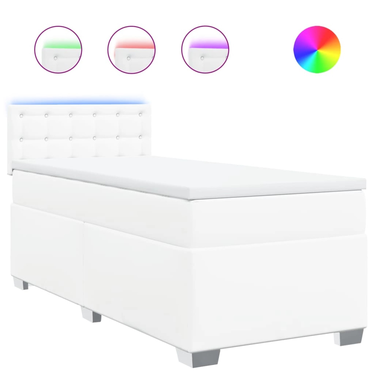 vidaXL Boxspringbett mit Matratze Weiß 100x200 cm Kunstleder 3288409 günstig online kaufen