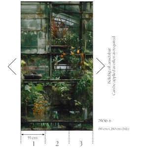 A.S. Creation Fototapete Floral Fenster im Industrial Stil, Grün-Braun, 1,59x2,8m.