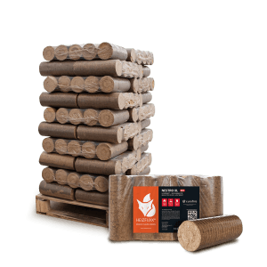Palette Heizfuxx Holzbriketts Nestro XL Red, 300kg Brennstoff für Kamin und Ofen.
